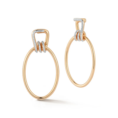 Huxley 18K Rose Gold and Diamond Elongated Coil Link Earring