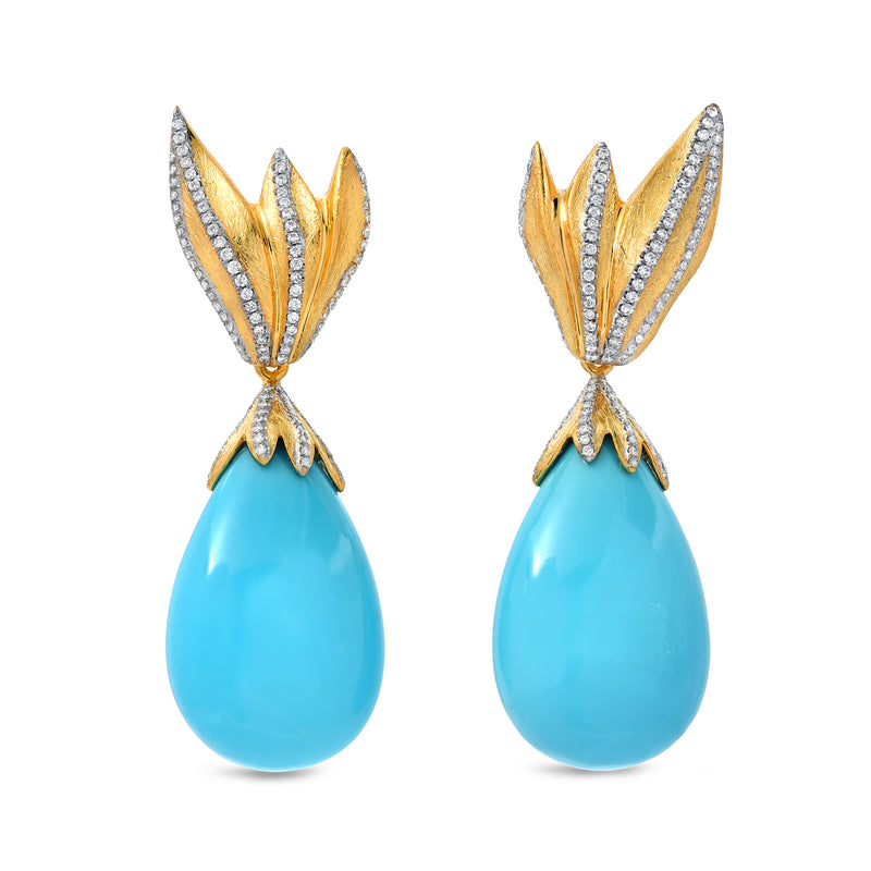 Earrings with Turquoise and Diamonds