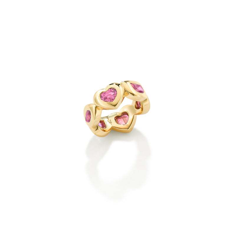 Medium Eye Love U Ring with Pink Gemstones