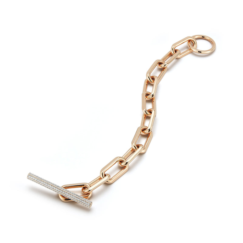 Saxon 18K Rose Gold and Diamond Jumbo Chain Link Toggle Bracelet