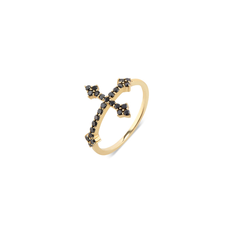 Cross Your Fingers Ring with Black Diamond