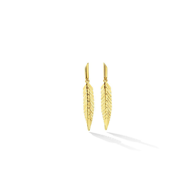 Small Yellow Gold Feather Earrings