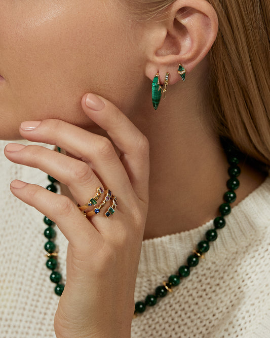 Classic Guitar Pick Malachite Earrings
