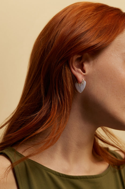 Classic Guitar Pick Earrings in Blue Lace Agate