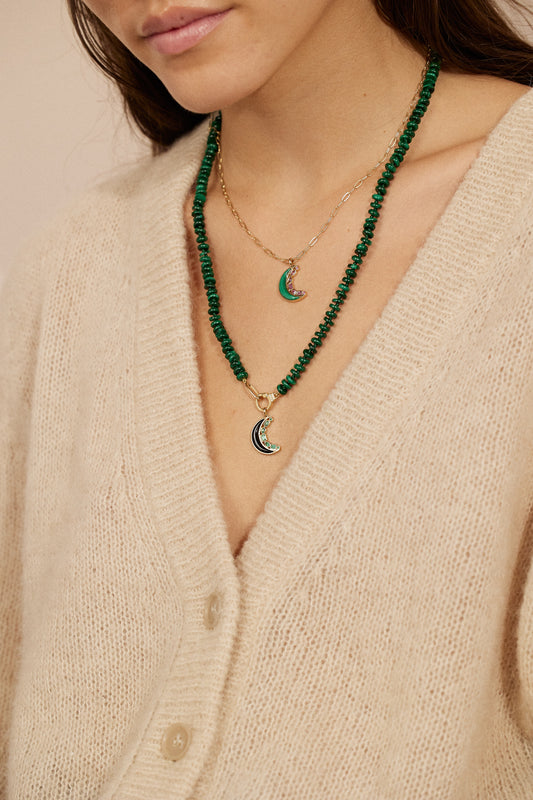 Turquoise Mini Crescent Moon Inlay Pendant