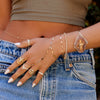 1 Diamond + Hammered Marquise Finger Bracelet
