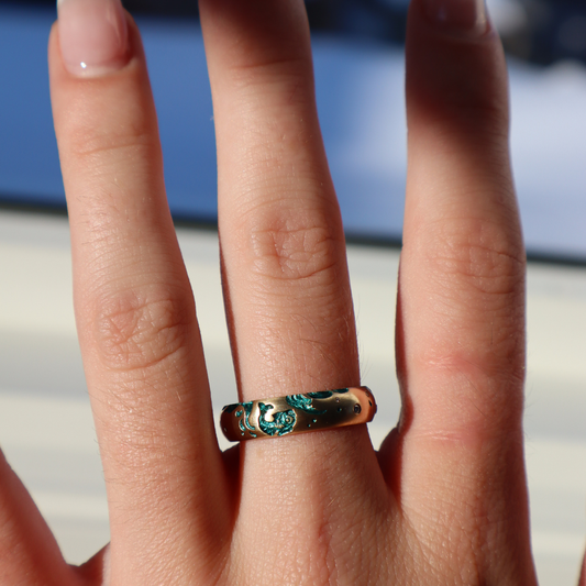 Shark Band (5mm) Green Rhodium
