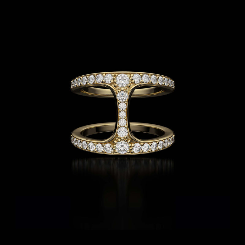 Dame Phantom Ring with Diamonds in Yellow Gold