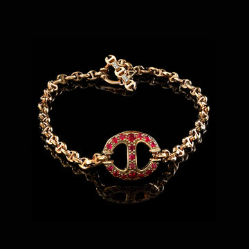 Micro Chain Bracelet with Ruby Stations & Diamond Toggle