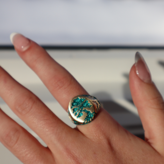 Tree of Life Signet with White Rhodium