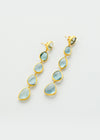 18kt Gold Aquamarine Five Drop Earring with top stud