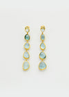 18kt Gold Aquamarine Five Drop Earring with top stud