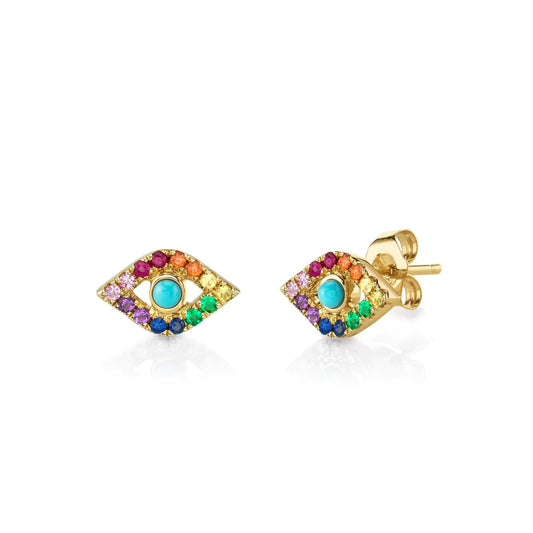 Large Rainbow Evil Eye Studs