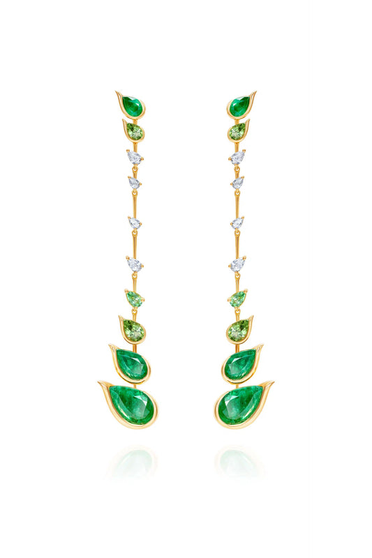 Flicker Drop Earrings - Emeralds