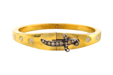 Tapered Bangle with Milky Diamonds