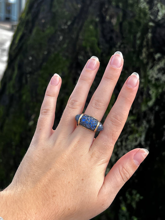 Large Blue Sapphire Vice Ring