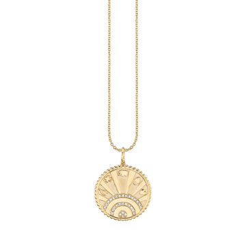 Small Pave Luck Coin Pendant + Chain