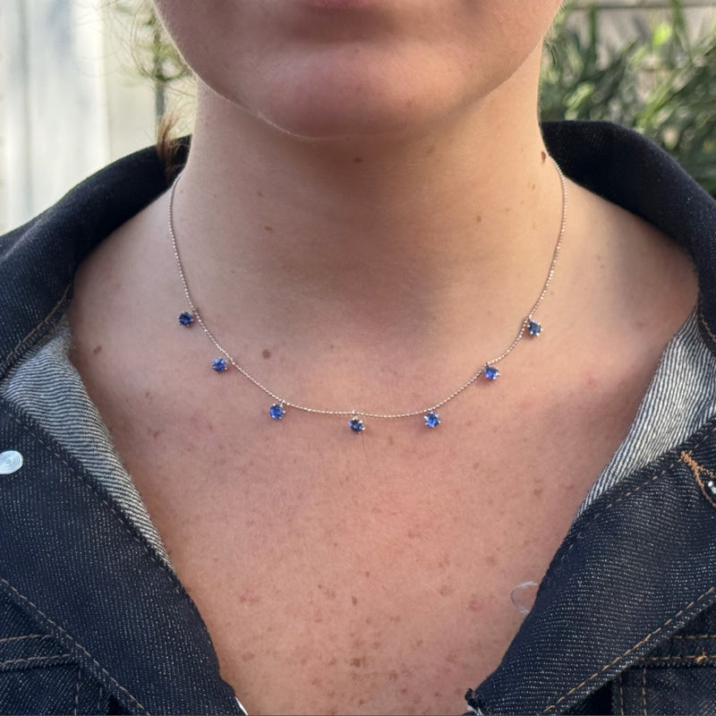 Blue Sapphire Floating Necklace