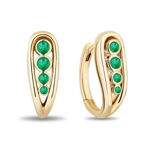 Emerald Slingshot Huggie Earrings
