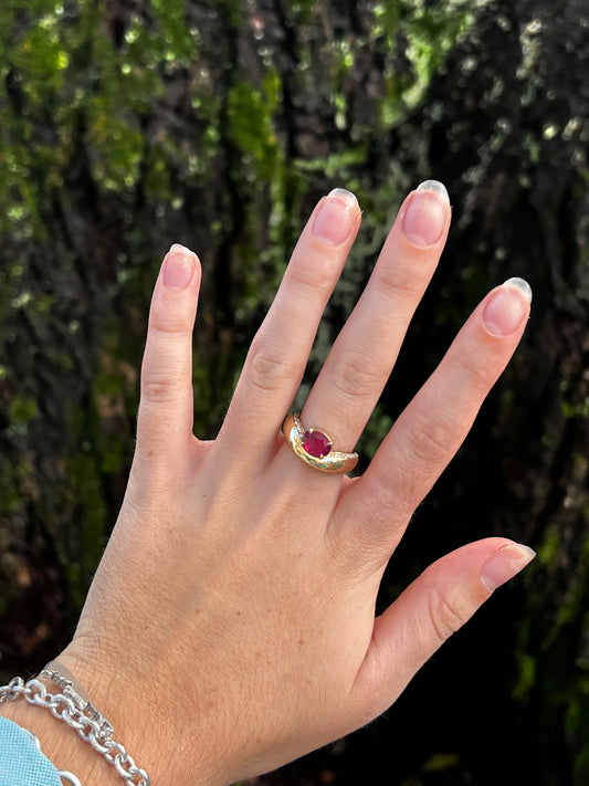 Rubellite and Diamond Siren Cove Slim Ring