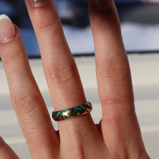 Shark Band (5mm) Green Rhodium