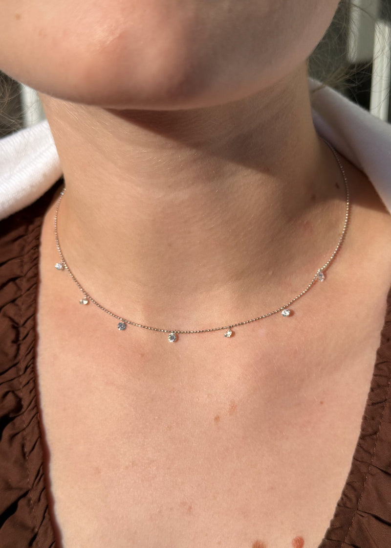 Tiny Floating Diamond Necklace