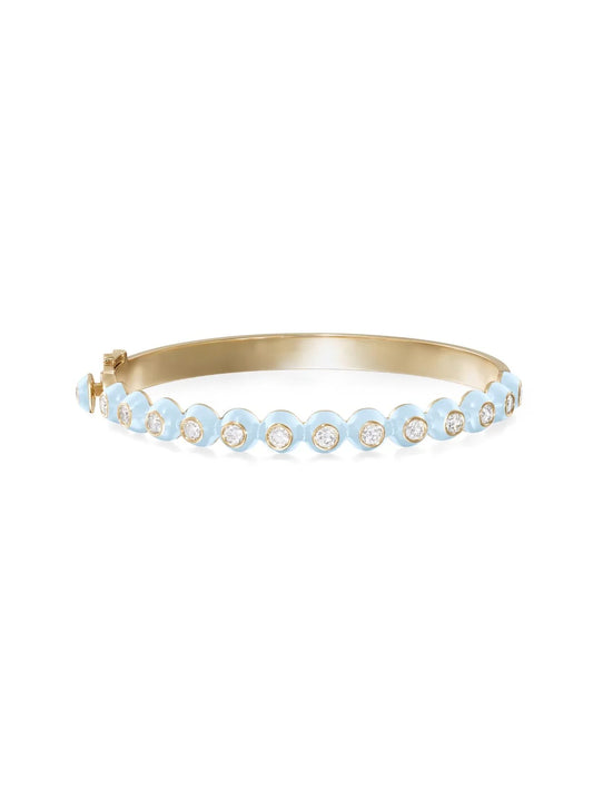 Audrey Hinged Bracelet - Pastel Blue Enamel