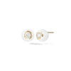 Audrey Stud, White Enamel with Diamonds