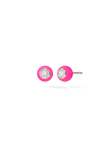 Audrey Stud Neon Pink with Diamonds - Medium