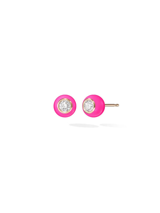 Audrey Stud Neon Pink with Diamonds - Medium