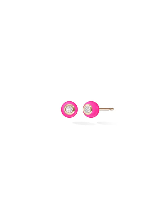 Audrey Stud Neon Pink with Diamonds - Small