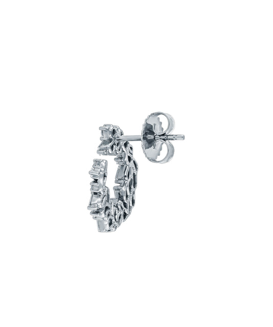 Classic Diamond Sideways Cluster Mini Hoops