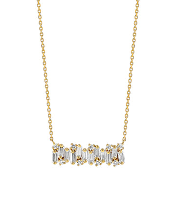Shimmer Diamond Bar Pendant Necklace
