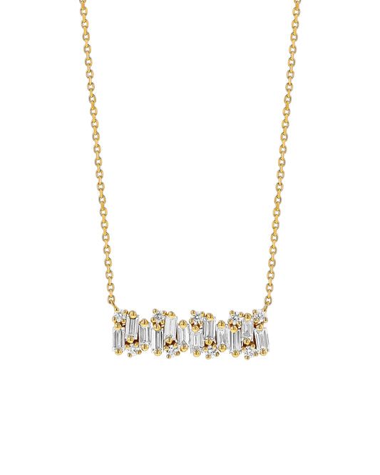 Shimmer Diamond Bar Pendant Necklace