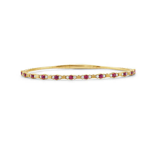 Halfway Ruby and Diamond Flexible Bangle