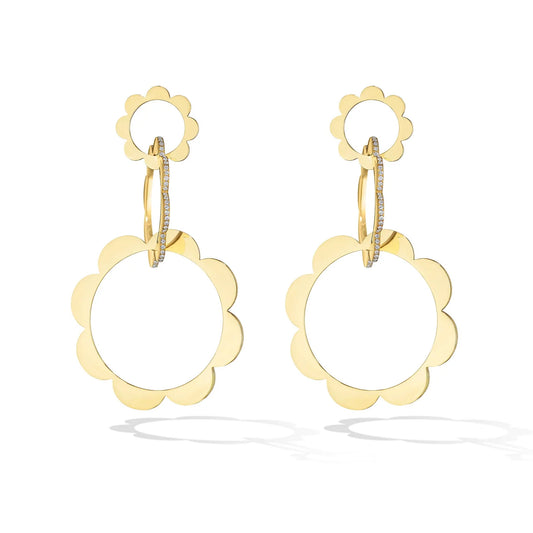 Bloom Drop Earrings with Pave Diamonds