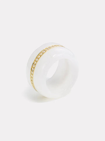 Diamond Pebble Cocktail Ring | White Jasper
