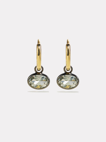 Orbit Hoops - Green Amethyst & Black Rhodium Pair