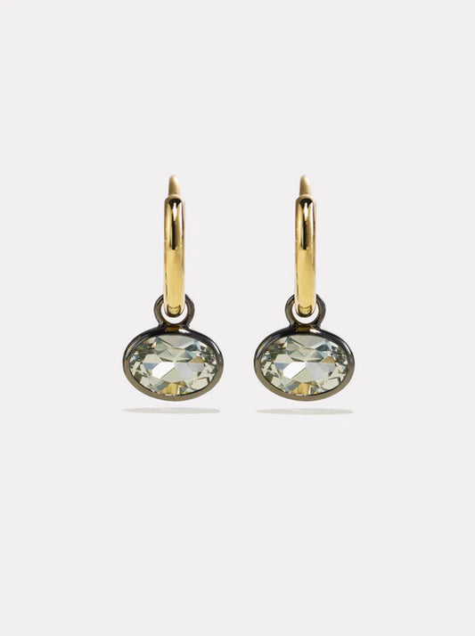 Orbit Hoops - Green Amethyst & Black Rhodium Pair