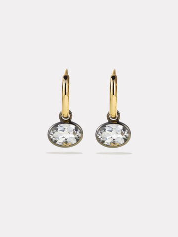 Orbit Hoops - White Topaz & Black Rhodium Pair