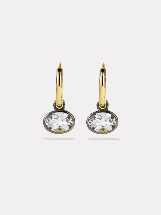 Orbit Hoops - White Topaz & Black Rhodium Pair