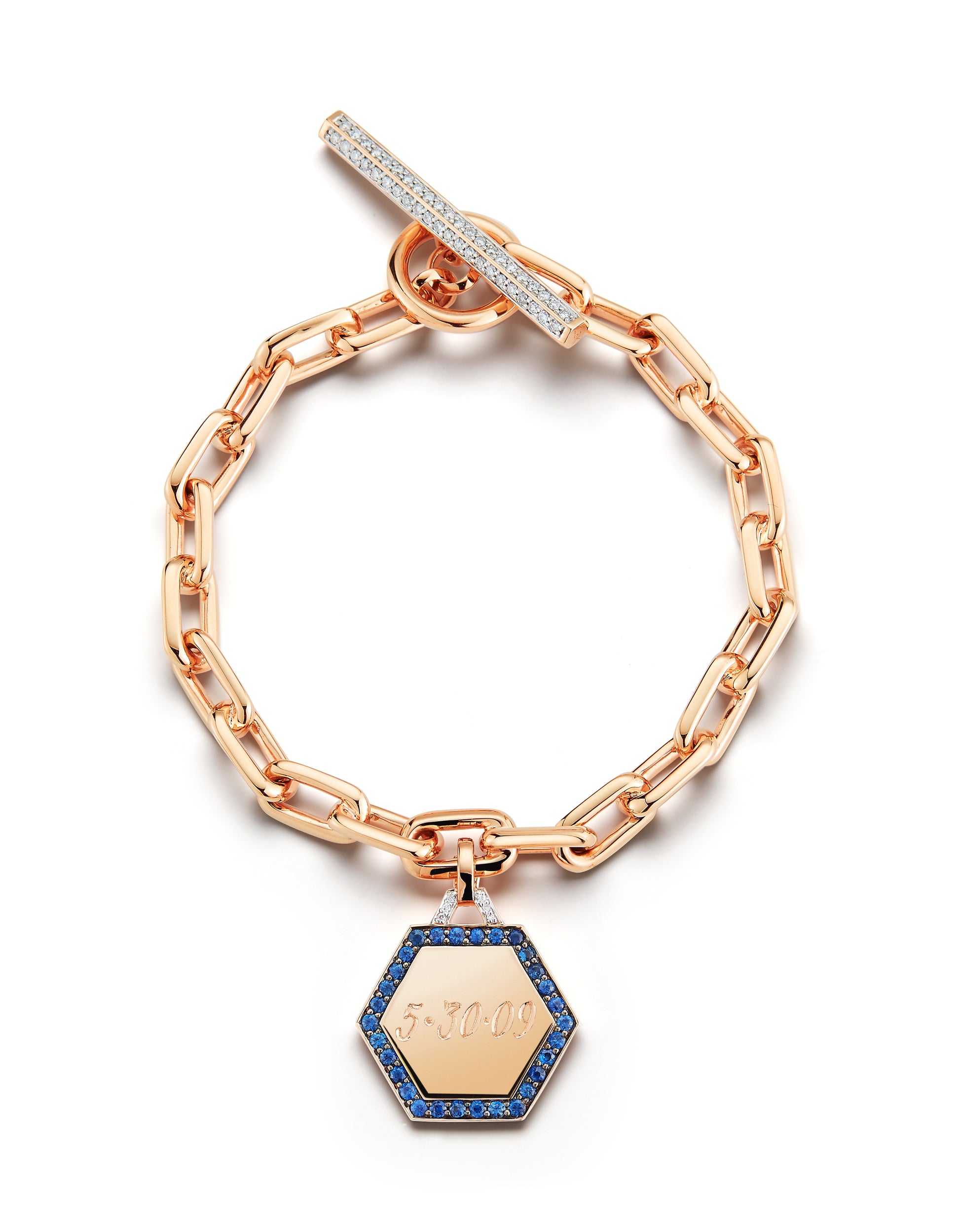 Saxon Diamond Chain Link Toggle Bracelet