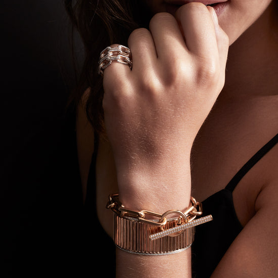 Saxon 18K Rose Gold and Diamond Jumbo Chain Link Toggle Bracelet