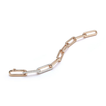Saxon Rose Gold Double Diamond Link Bracelet