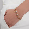 Saxon Rose Gold Chain Link Bracelet with Elongated Diamond Link Clasp