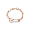 Saxon Rose Gold Chain Link Bracelet with Elongated Diamond Link Clasp