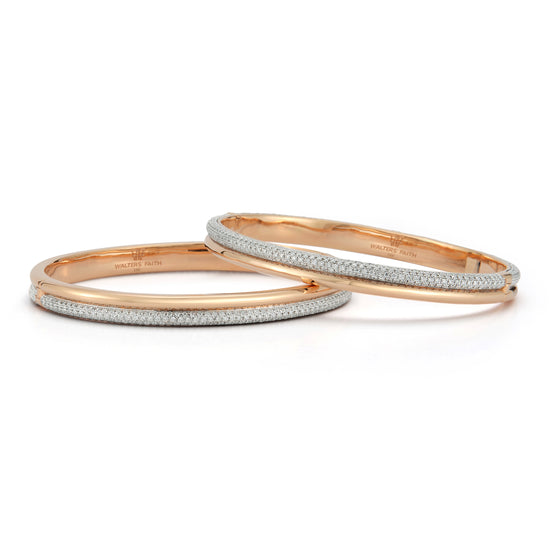 Thoby 18K Rose Gold and Diamond Tubular Hinged Bangle Bracelet