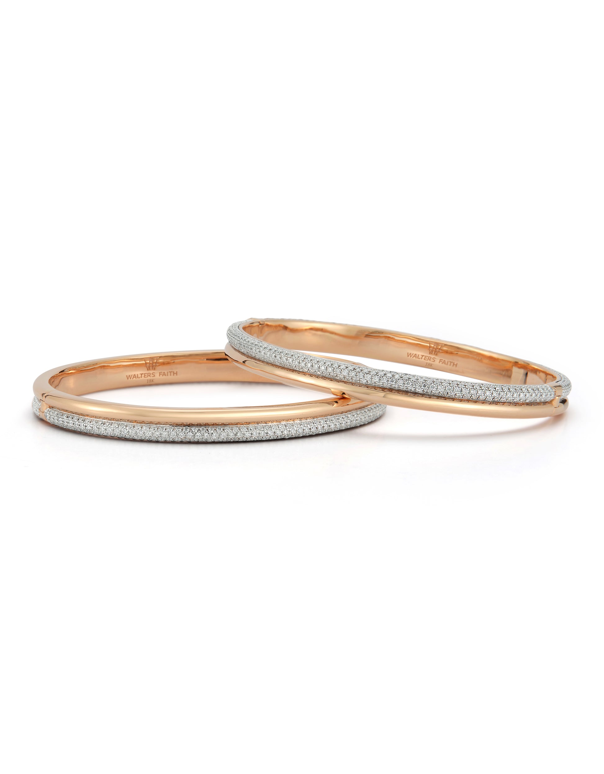 Thoby 18K Rose Gold and Diamond Tubular Hinged Bangle Bracelet