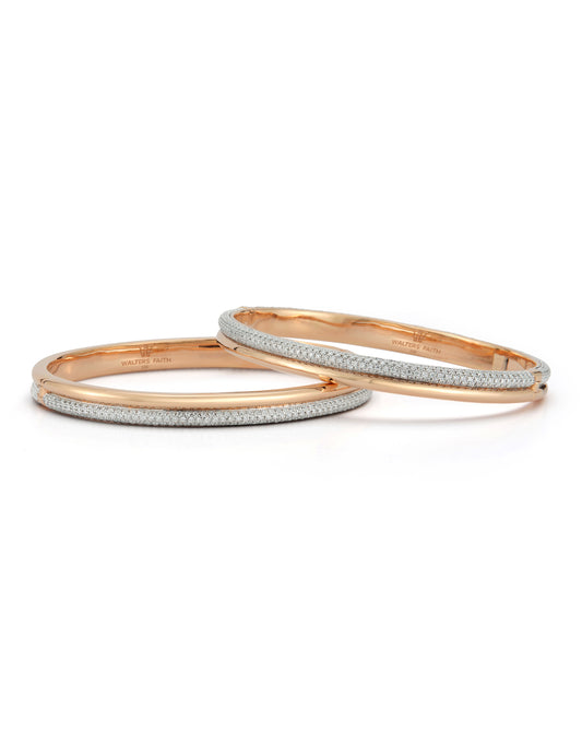 Thoby 18K Rose Gold and Diamond Tubular Hinged Bangle Bracelet