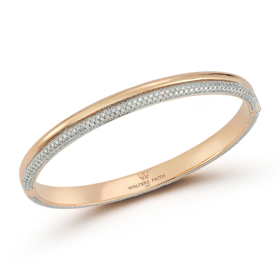 Thoby 18K Rose Gold and Diamond Tubular Hinged Bangle Bracelet